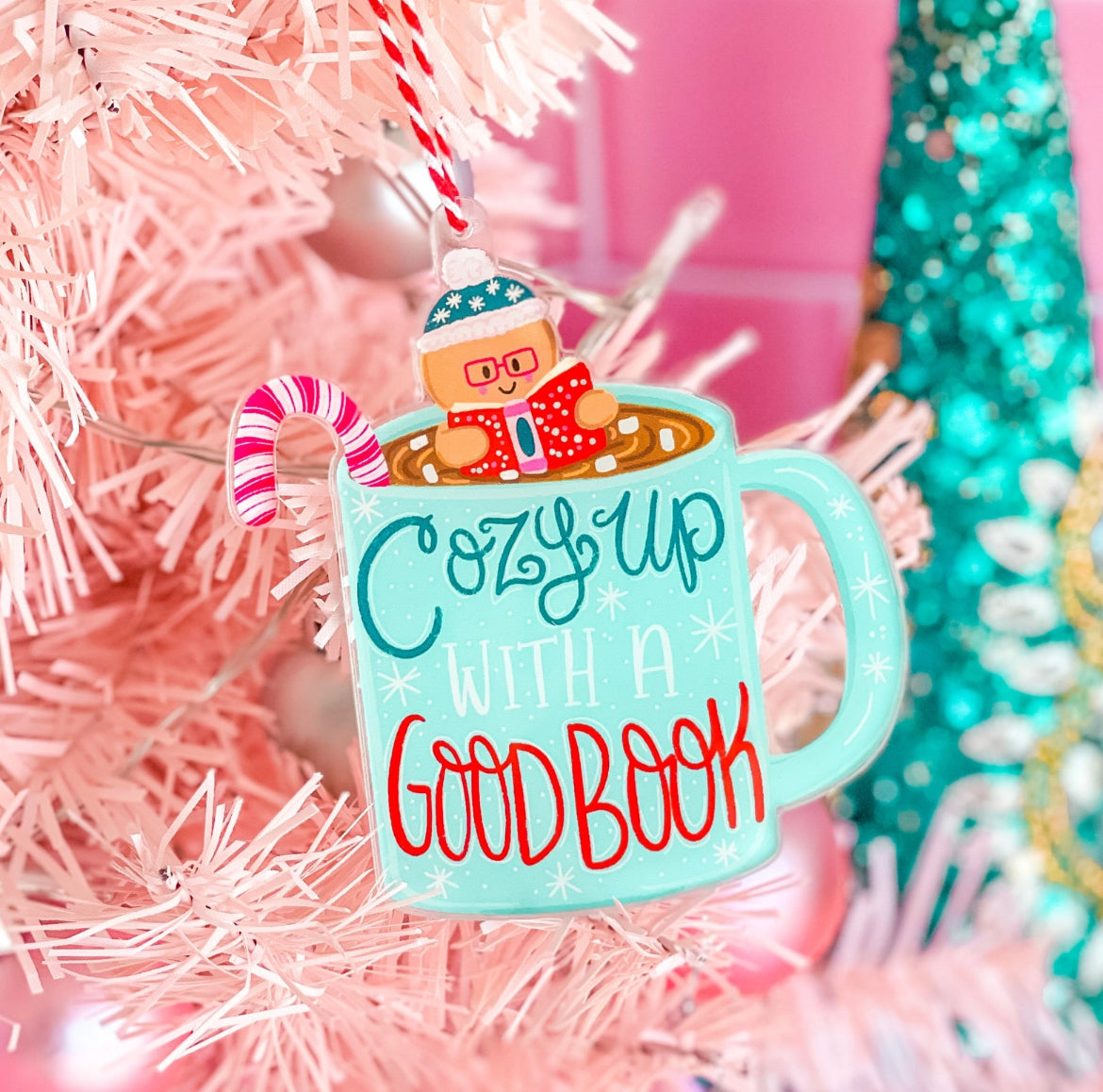 Cozy Up with A Good Book Hot Cocoa Christmas Ornament