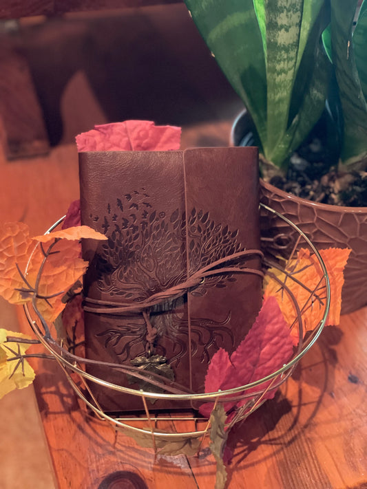 Leather Journal Notebook Binder Tree/Leaf Design